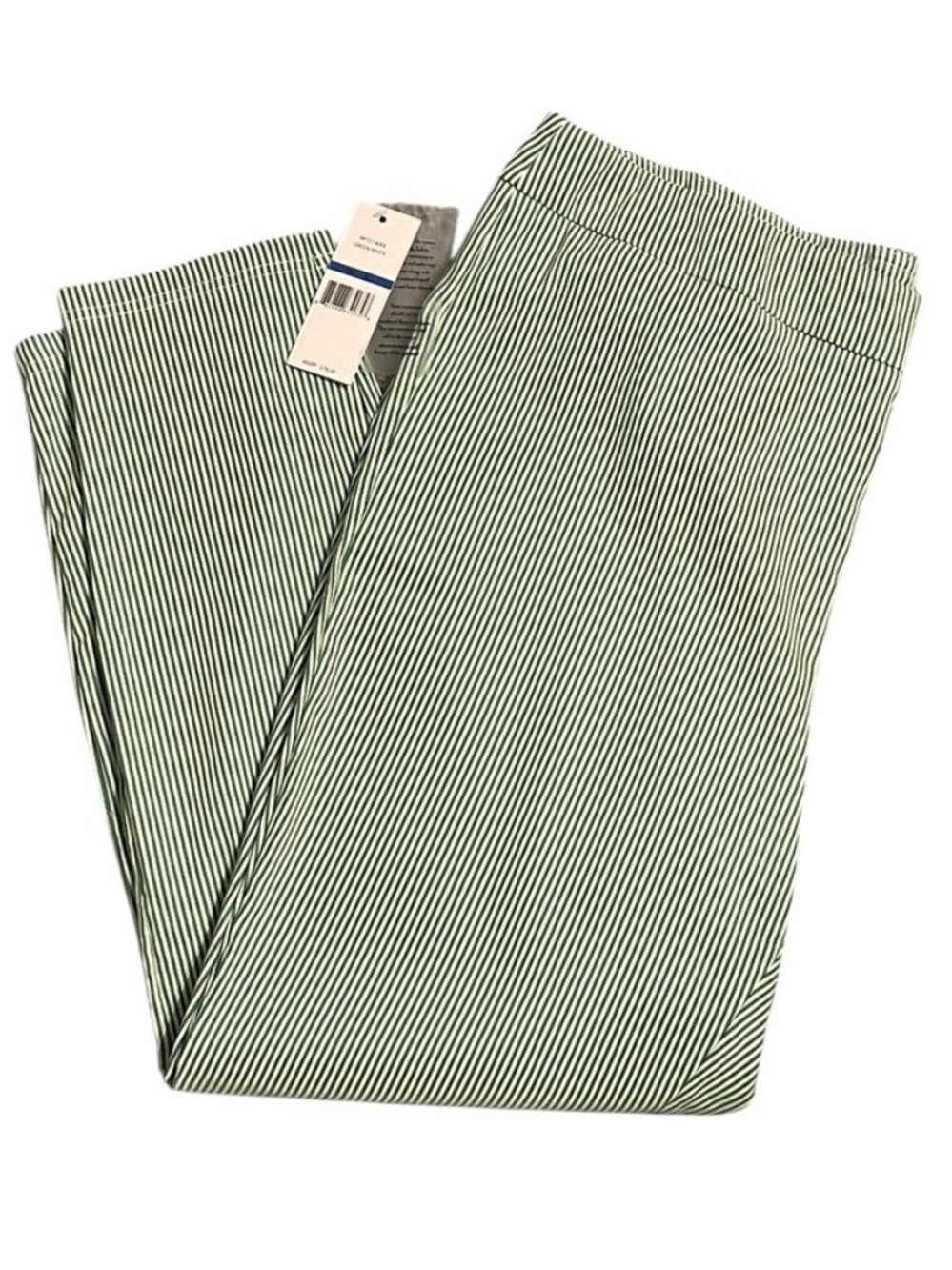 Nanette Lepore Green White Striped Ankle Cropped Pants XL